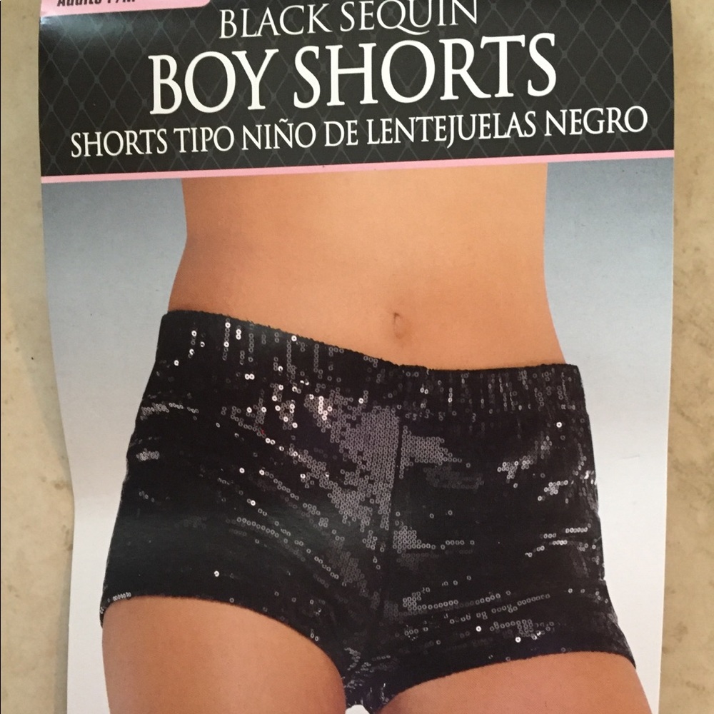 Black Sequin boy shorts adult s/m